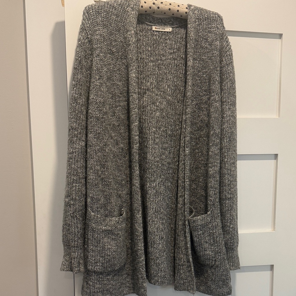 Marine Layer Gray Open-Front Knit Cardigan